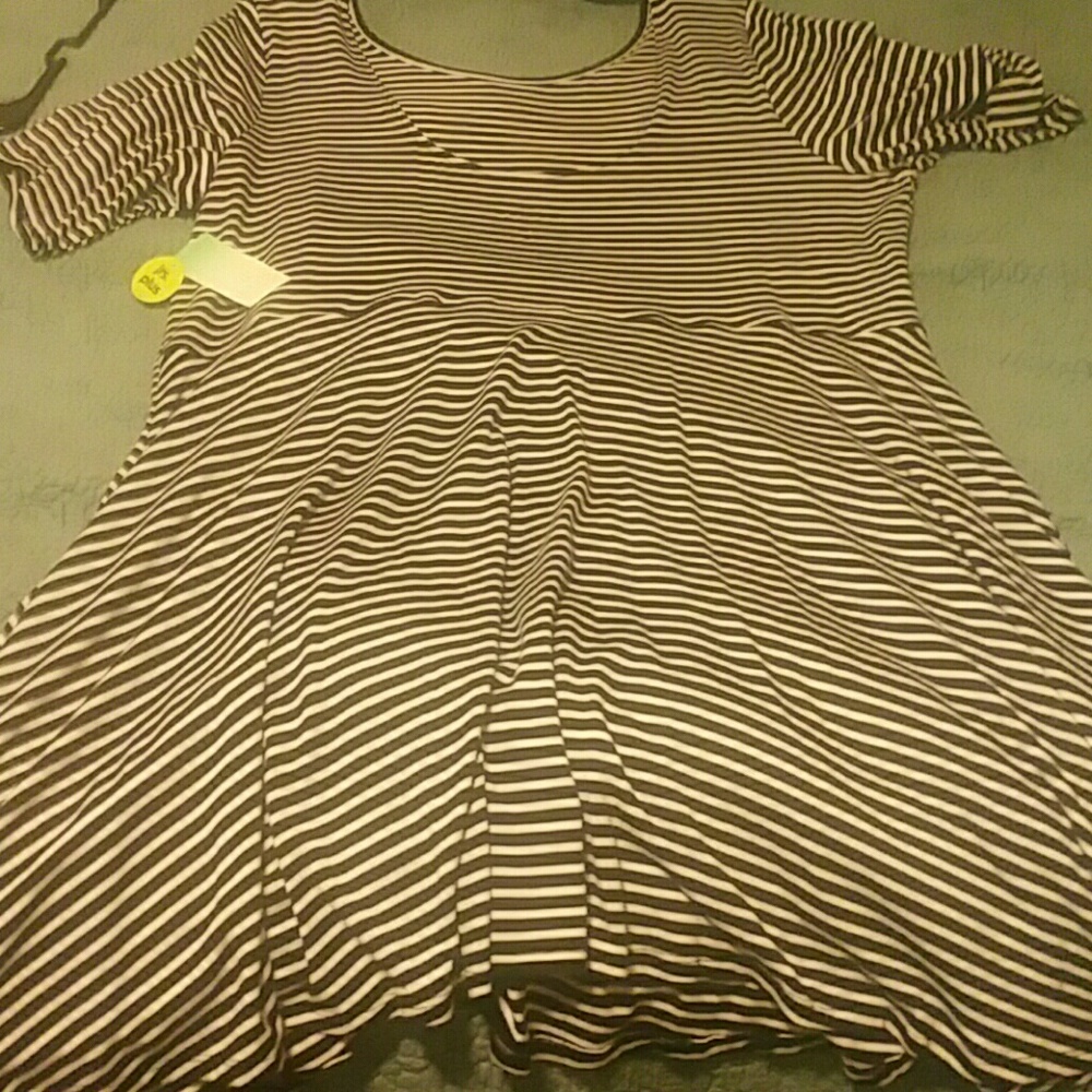 Decree black and white stripe baby doll dress